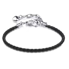 Černý kožený náramek 16 cm – kovové zapínání