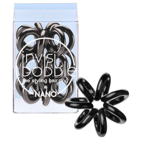Invisibobble Nano True Black Gumička do vlasů černá spirálová 3 kusy