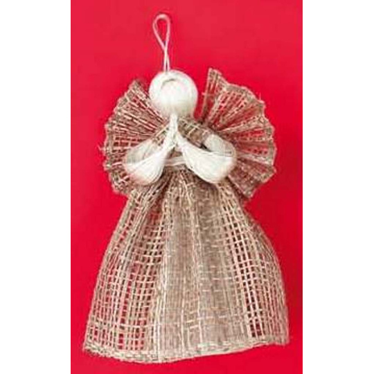 Anděl z pytloviny, široká sukně hnědý 15 cm