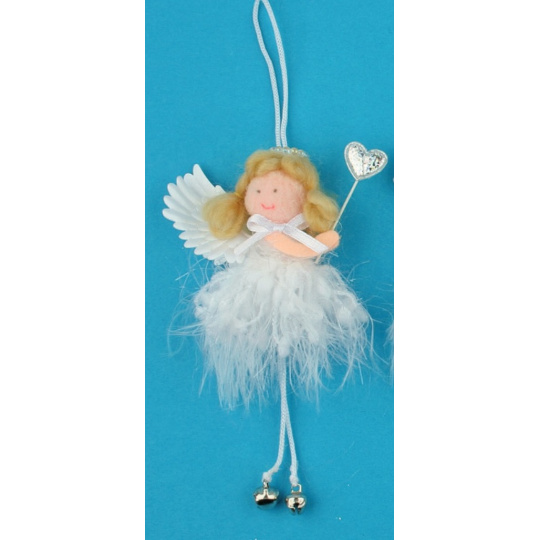 Anděl hebký s rolničkou na zavěšení 12 cm, č.1