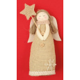Anděl jutový na postavení hvězdička 18 cm