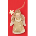 Anděl jutový hvězda na zavěšení 10 cm
