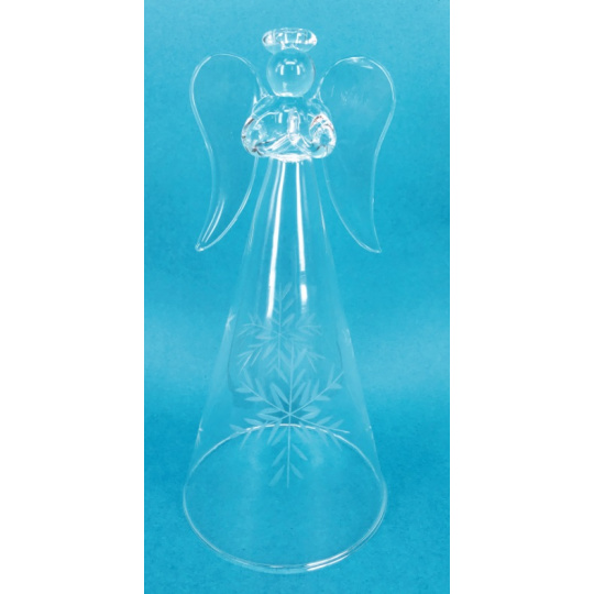 Anděl skleněný na postavení 16 cm