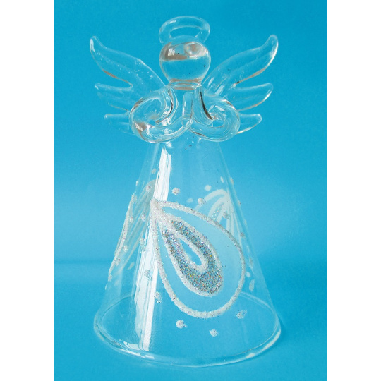 Anděl skleněný na postavení 8 cm