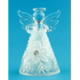 Anděl skleněný s vločkou na postavení 8 cm