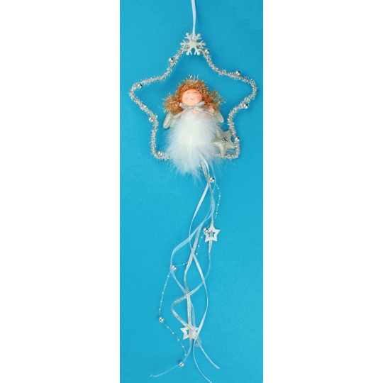 Hvězda s andělem na zavěšení 45 cm Hvězda s andělem na zavěšení 45 cm
