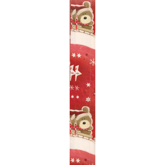 Ditipo Dárkový balicí papír 70 x 200 cm Vánoční červený Medvědi na saních