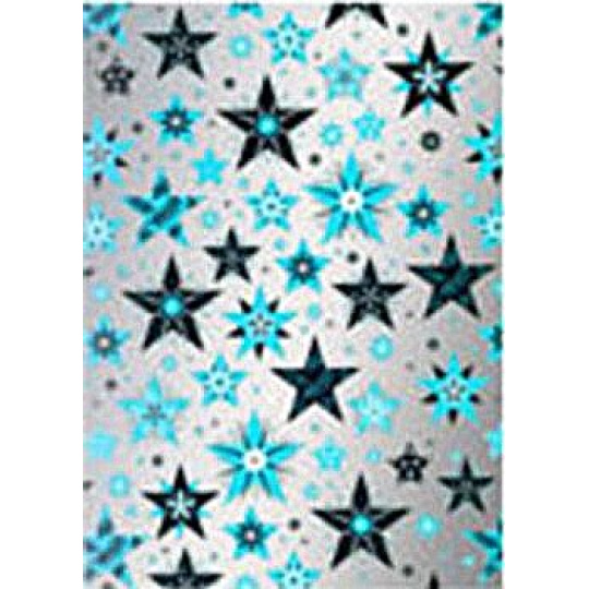 Ditipo Dárkový balicí papír 70 x 500 cm Vánoční stříbrný Modré a černé hvězdy2033913