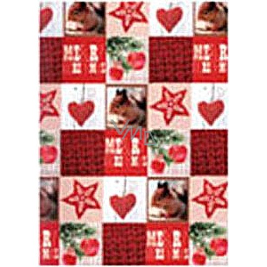 Ditipo Dárkový balicí papír 70 x 500 cm Vánoční červený veverka