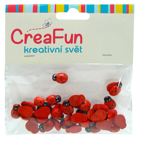 CreaFun Dřevěné dekorace Berušky 1 x 1,3 cm 40 kusů