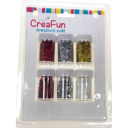 CreaFun Dekorační třpytky sada Pásky 4 x 8 g + Hvězdičky 2 x 3 g