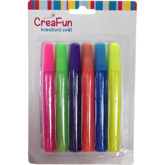 CreaFun Dekorační barvy Třpytivé neon na papír, textil, sklo 6 x 15 ml