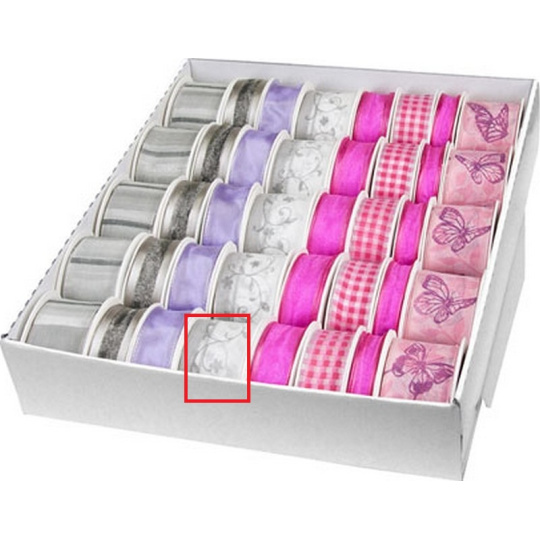 Ditipo Stuha látková s drátkem bílá šedý květinový motiv 2 m x 40 mm