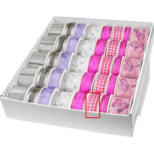 Ditipo Stuha látková s drátkem růžovo-bílé káro 3 m x 25 mm