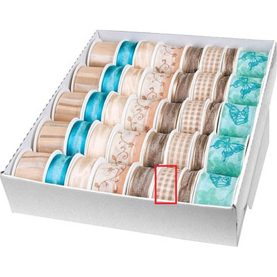 Ditipo Stuha látková s drátkem béžovo-hnědé káro 3 m x 25 mm