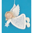 Anděl bílý plyšový na zavěšení 12 cm