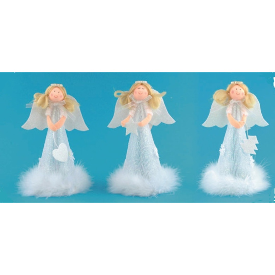 Anděl v sukni s peřím na postavení 18 cm Anděl v sukni s peřím na postavení 18 cm