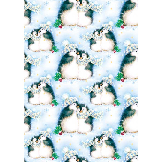 Ditipo Dárkový balicí papír 70 x 200 cm Vánoční modrý Tučňáci 2013912