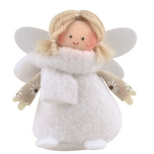 Anděl bílé šaty na postavení 9 cm