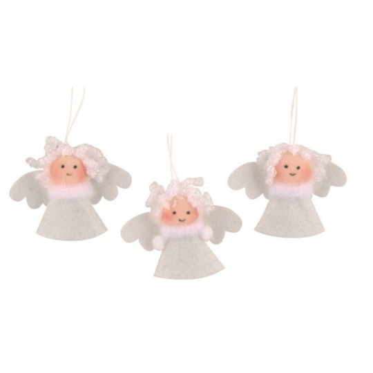Anděl bílý 3,5 cm, na zavěšení 3 kusy v sáčku