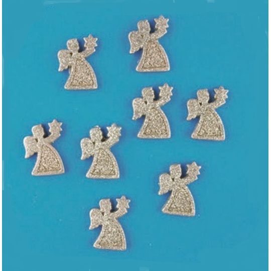 Andílci zlatí s glitry 3,3 cm, 8 kusů v krabičce