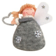 Anděl pletený šedý na postavení 10 cm č.4