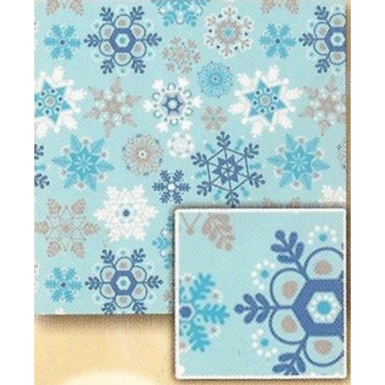 Nekupto Dárkový balicí papír 70 x 200 cm Vánoční Světle modrý, vločky