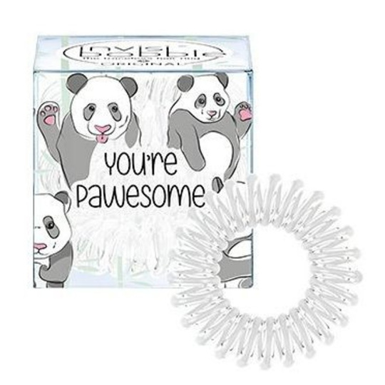 Invisibobble Original Circus Collection Pawesome originální vlasové gumičky čiré s bílým proužkem panda 3 kusy