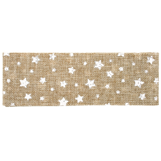 Stuha z juty s bílými vločkami šířka 6 cm, 2 m