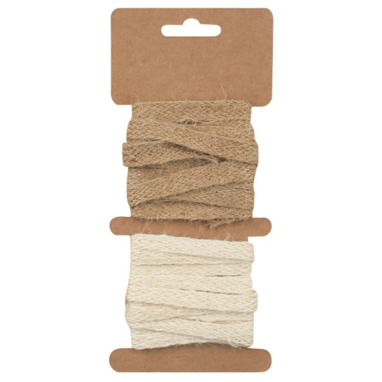 Stuha z juty hnědá a krémová šířka 1 cm, 2 x 2 m