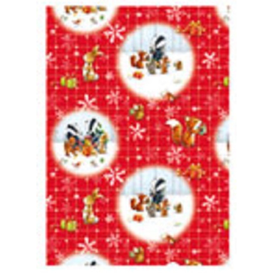 Ditipo Dárkový balicí papír 70 x 200 cm Vánoční červený se zvířátky