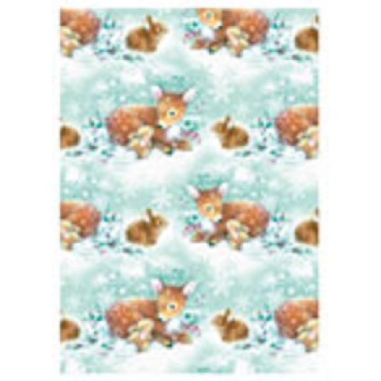 Ditipo Dárkový balicí papír 70 x 200 cm Vánoční bílo-tyrkysový srneček zajíček Ditipo Dárkový balicí papír 70 x 200 cm Vánoční bílo-tyrkysový srneček zajíček