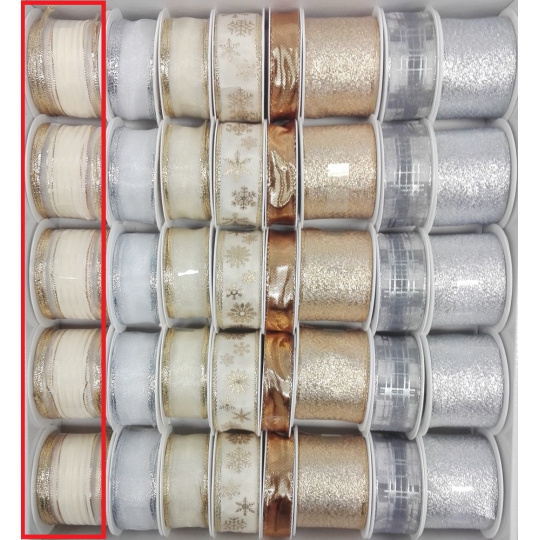 Ditipo Stuha látková s drátkem krémová se zlatým 2 m x 40 mm