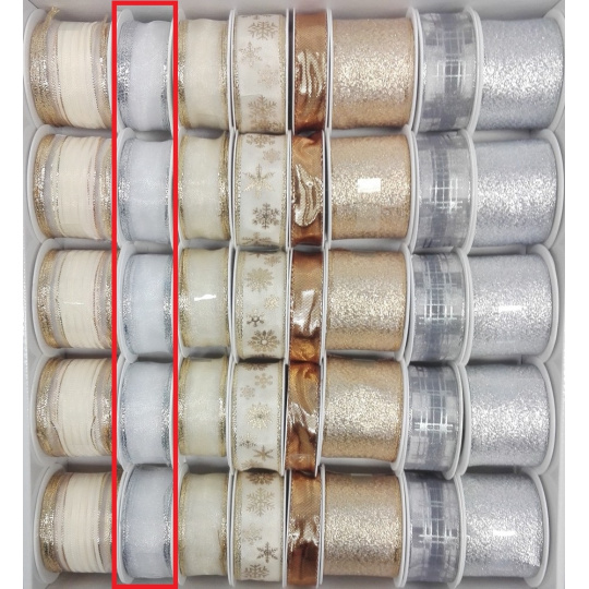 Ditipo Stuha látková s drátkem stříbrná 3 m x 25 mm