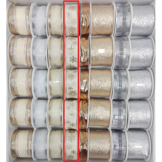 Ditipo Stuha látková s drátkem zlatá, vločky 3 m x 25 mm