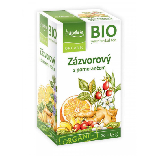 Apotheke Bio Zázvorový čaj s pomerančem napomáhá k trávení, dýchání a duševní pohodě 20 x 1,5 g
