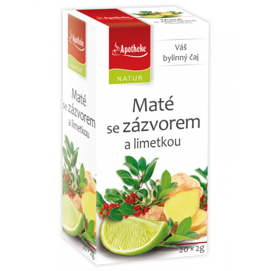 Apotheke Natur Maté se zázvorem a limetkou bylinný čaj napomáhá k trávení, dýchání a duševní pohodě 20 x 2 g Apotheke Natur Maté se zázvorem a limetkou bylinný čaj napomáhá k trávení, dýchání a duševní pohodě 20 x 2 g