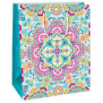 Ditipo Dárková papírová taška 26,4 x 13,7 x 32,4 cm světle zelená, barevné mandaly
