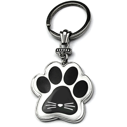 Nekupto Mazlíčci klíčenka ve tvaru tlapky černá, Kočka 40 x 85 x 3 mm
