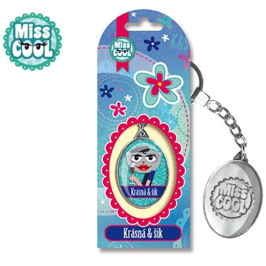 Nekupto Miss Cool Klíčenka Kočka baret Krásná & šik 4 x 2,7 cm
