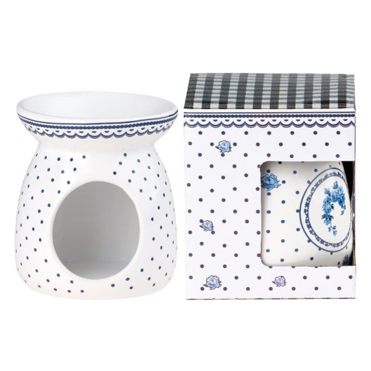 Bolsius Aromalampa keramická tečky modrá 92 x 106 mm