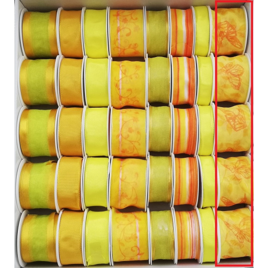 Ditipo Stuha látková s drátkem žlutá s motýlkem 2 m x 40 mm 1 kus