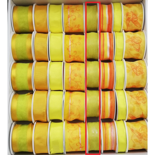 Ditipo Stuha látková s drátkem žluto zelená průsvitná 3 m x 25 mm