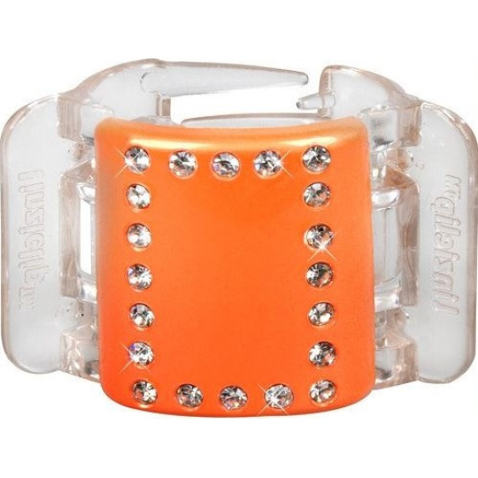 Linziclip Midi Vlasový skřipec oranžový s krystalky 3,5 cm vhodný pro středně husté a husté vlasy 1 kus