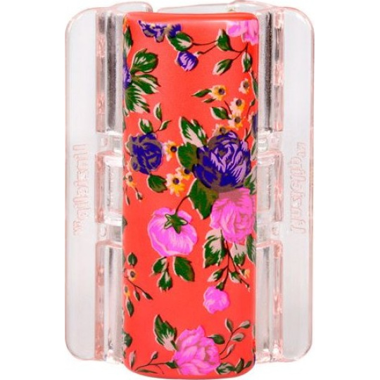 Linziclip Maxi Vlasový skřipec perleťově oranžový s květinami 8 cm vhodný pro hustší vlasy 1 kus