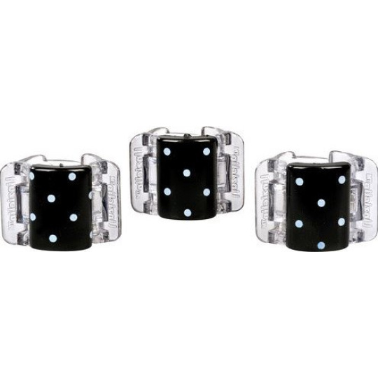 Linziclip Mini Vlasový skřipec černý s puntíky 1,75 cm vhodný pro všechny druhy vlasů 3 kusy