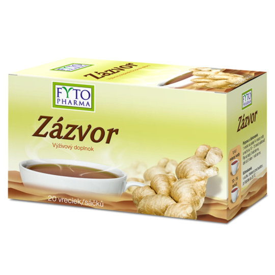 Fytopharma Zázvor na imunitu, dýchací ústrojí, žaludek, trávící trakt, únava, vitalita 20 x 1 g nálevové sáčky