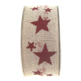 Ditipo Nordic stuha béžová červené hvězdy 2 m x 25 mm