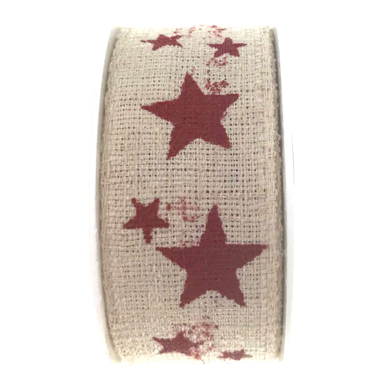 Ditipo Nordic stuha béžová červené hvězdy 2 m x 25 mm