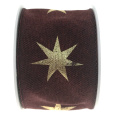 Ditipo Stuha látková s drátkem vínová zlaté hvězdy 2 m x 40 mm